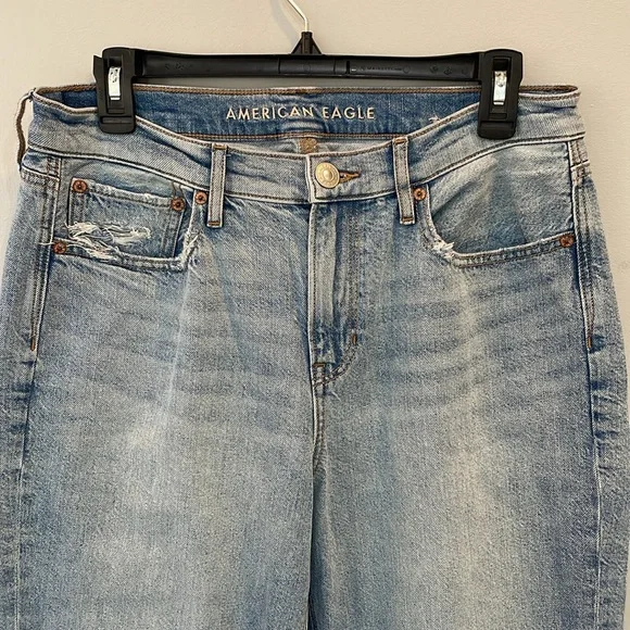 American Eagle ‘90s Bootcut Distressed Jeans 10 Regular Light Wash Denim Vintage - Picture 2 of 16